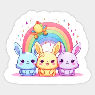 Kawaii Bunnies Pride Rainbow Squadron Sticker